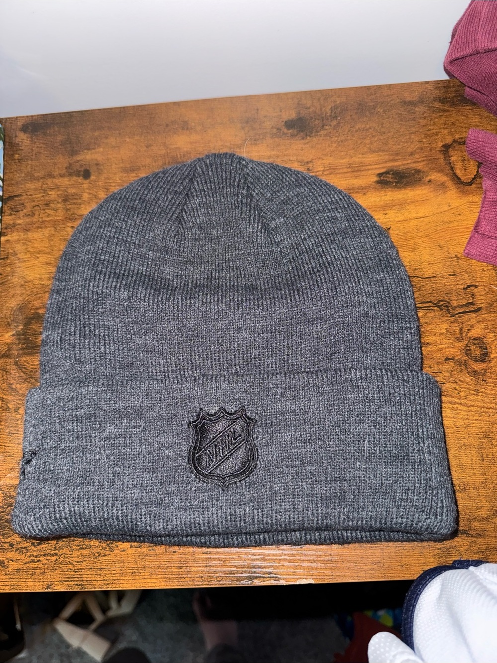 NHL Gray Knit Cuffed Beanie with Embroidered Crest